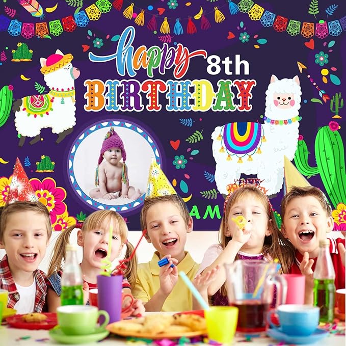 Custom Llama Cactus Happy Birthday Party Decorations Supplies Personalized Mexican Llama Cactus Birthday Backdrop Banner(4x6ft)