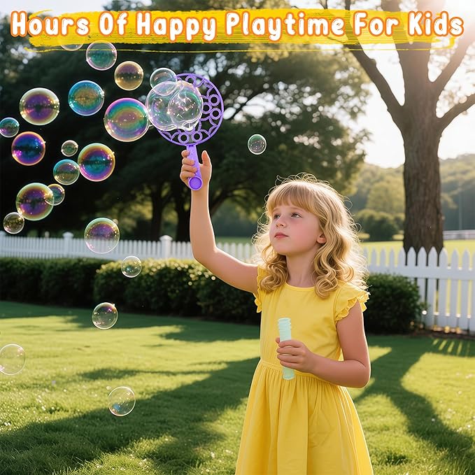 Bubble Wand Set 26 PCS Large Bubble Wands with Tray,Giant Bubbles Maker Wand Set for Kids Summer Outdoor Birthday Party Favors