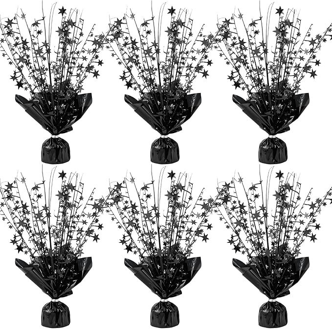 6 Pack Metallic Foil Spray Centerpiece Star Table Decoration Burst Table Centerpieces for Birthday Weddings Anniversaries Christmas New Year Holiday Party Supplies Decor (Black)