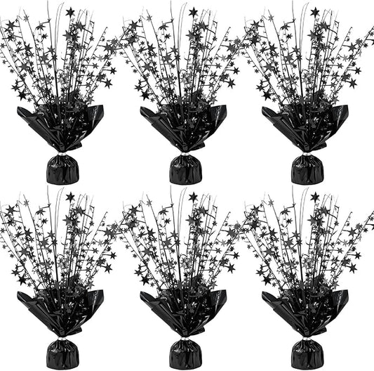 6 Pack Metallic Foil Spray Centerpiece Star Table Decoration Burst Table Centerpieces for Birthday Weddings Anniversaries Christmas New Year Holiday Party Supplies Decor (Black)