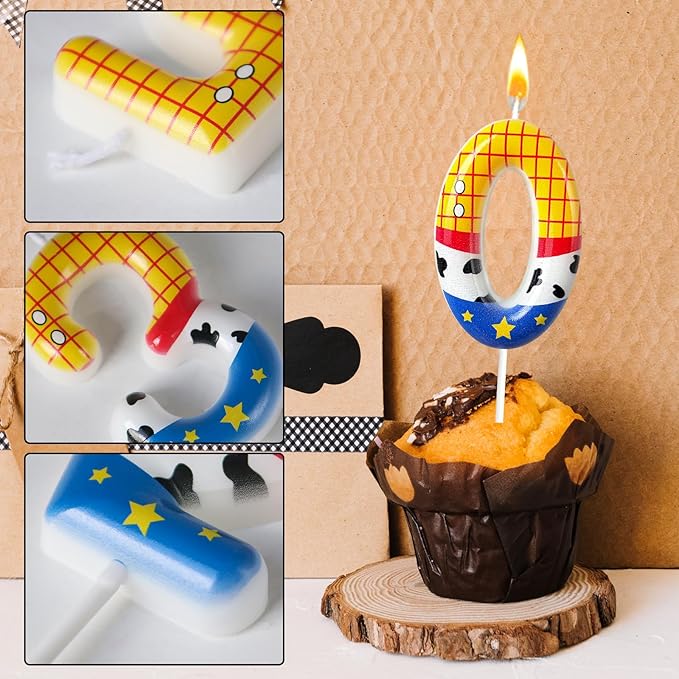 Toys Inspired Game Birthday Number Candles, Cartoon Story Number Candles, Cartoon Cake Decorations, Birthday Decoration Supplies, Suitable for Boys and Girls Party Celebrations (0)