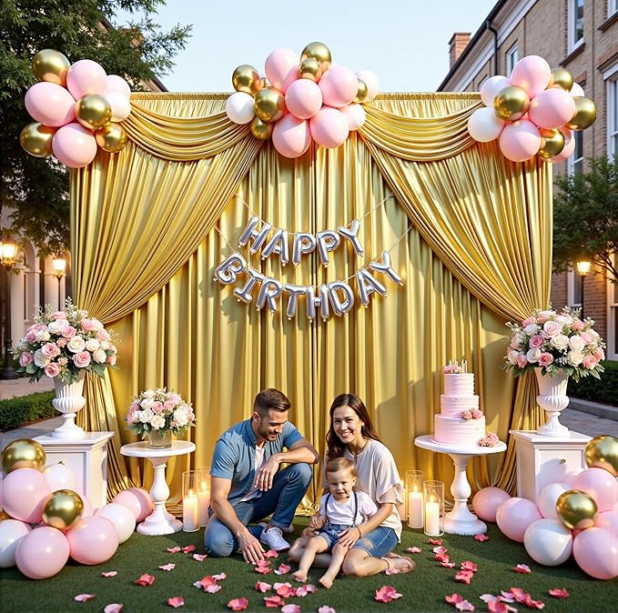10x12ft Gold Sequin Backdrop Curtains, Wrinkle Free Shimmer Drapes Photography Background, 2 Panels 5x12FT Non-Shedding Glitter Sparkle Curtain for Wedding Birthday Christmas Studio Party Decoration