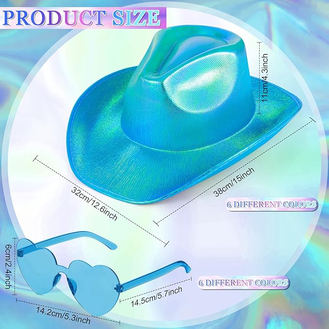 Haysandy 24 Pcs Sparkly Party Hats with Rimless Heart Sunglasses Fun Colorful Party Hats Goggles for Women Men