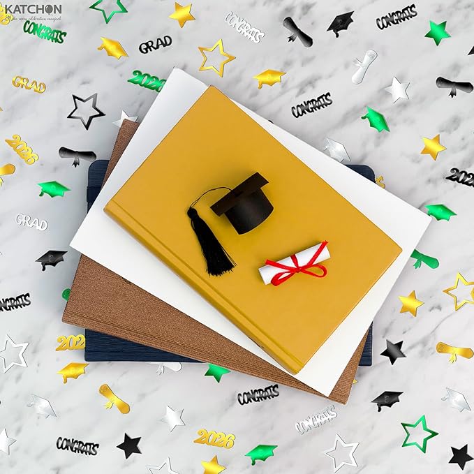 KatchOn, Congrats Grad Confetti 2026 - Pack of 1000, Green and Gold Graduation Decorations 2026 Graduation Confetti for Class of 2026 Decorations, 2026 Graduation Decorations, Graduation Party Decor