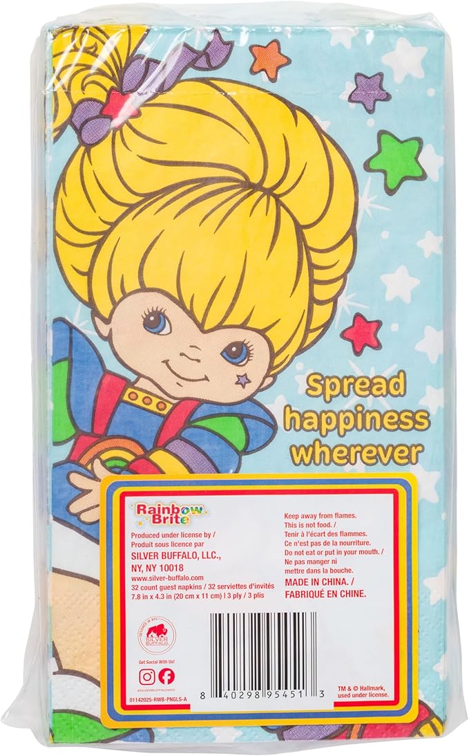 Silver Buffalo Rainbow Brite Spread Happiness Wherever You Go 32 Pack Party Paper Napkins
