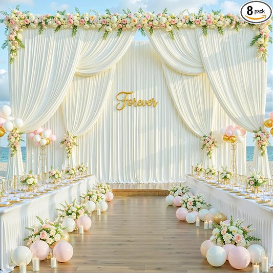 40ft x 10ft Wrinkle Free Ivory Wedding Backdrop Curtains for Party Bridal Shower Reception Decorations Ivory Fabric Curtain Backdrops Drapes for Photography Baby Shower Birthday Background