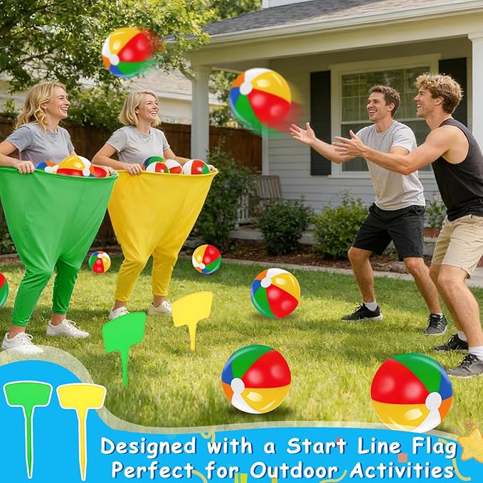 Granny Pants Yard Game, Granny Pants Outdoor Party Game with 2 Pants 10 Bouncy Balls, 2 Ground Stakes and 1 Storage Bag for Team Relay, Family Birthday Party Gift, School Carnival Activities