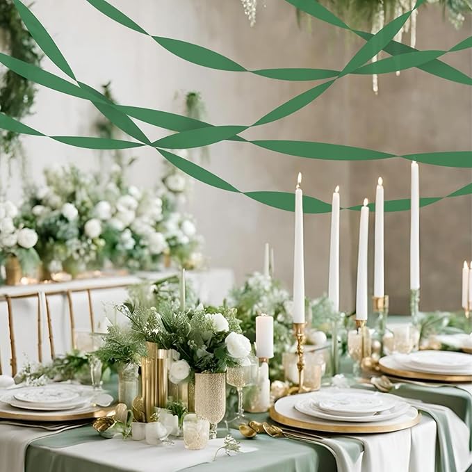 8 Rolls Crepe Paper Streamers, Hunter Green Streamers Party Decorations for Baby Shower Bridal Shower Wedding Jungle Dinosaur Themed Birthday Christmas Decorations