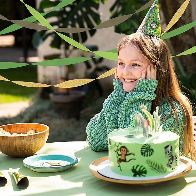 8 Rolls Crepe Paper Streamers, Woodland Streamers Party Decorations for Baby Shower Bridal Shower Wedding Safari Jungle Dinosaur Themed Birthday Christmas Decorations