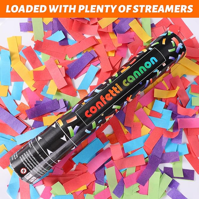 6 Pack Biodegradable Confetti Cannon Poppers, Confetti Shooter, Party Popper for Celebration, Birthday, Graduation, New Year's Eve Party
