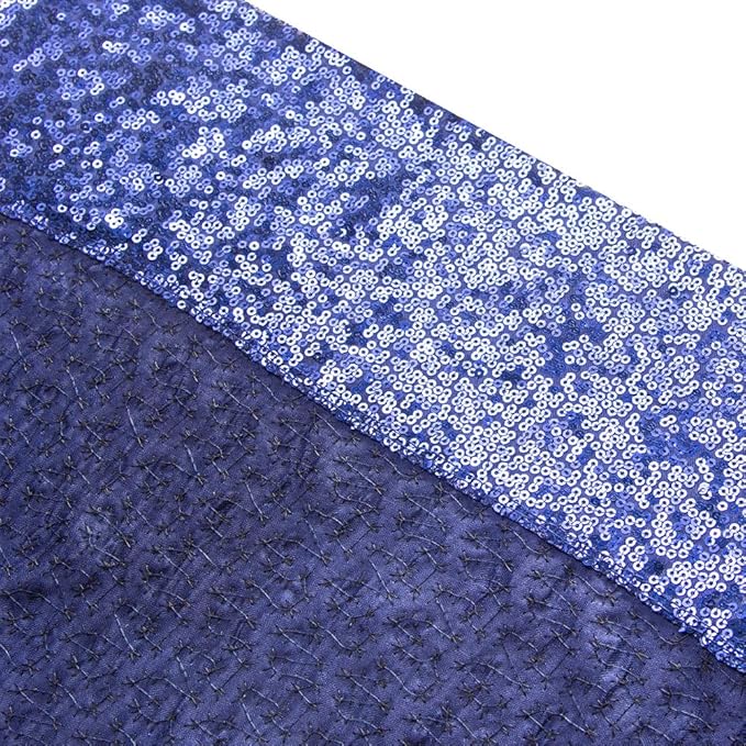 SquarePie 2 PCS 2x8ft Navy Blue Sequin Backdrop Curtains, Satin-Backed Shimmering Photo Booth Background, 2 Panels Narrow Real Sequin Drapes with 4" Rod Pocket for Party, Baby Shower, Doorway Decor