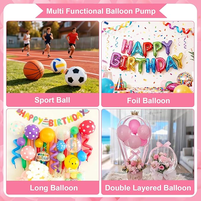 Ball Pump Balloon Pumps Electric, Balloon Pump Portable Long Animal Balloon Pump, Electric Blower Machine Inflator Basketball Pump 260 Balloon Pump for Party/Wedding/Birthday Decorations