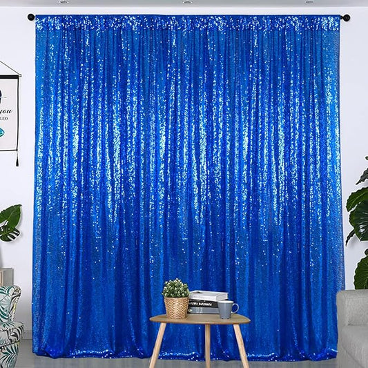 Partisout Sequin Backdrop Royal Blue Curtains 4x7ft Party Backdrops Sparkle Glitter Curtains Wedding Photo Shimmer Background