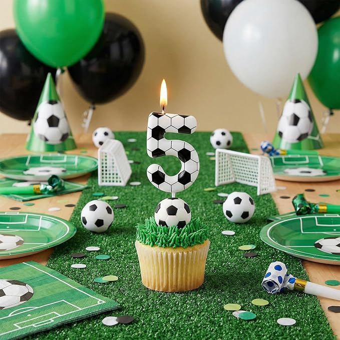 Soccer Number 5 Birthday Candle, 5th Birthday Candle Sport-Theme Cake Topper, Soccer Theme Party Decorations for Boys Girls, Party Supplies Birthday Gifts