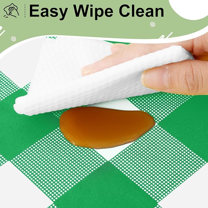 misaya 4 Packs Buffalo Disposable Table Cloth, 54 x 108 Inch Waterproof Plastic Tablecloth, Rectangle Green and White Checkered Table Covers for Picnic, Birthday, Party