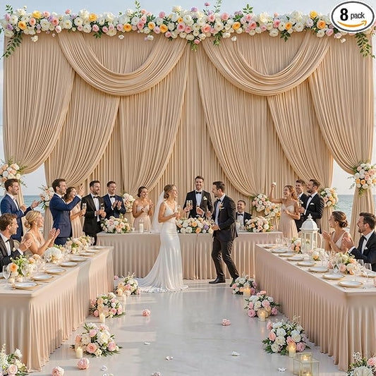 40ft x 10ft Wrinkle Free Nude Wedding Backdrop Curtains for Party Bridal Shower Reception Decorations Nude Fabric Curtain Backdrops Drapes for Photography Baby Shower Birthday Background