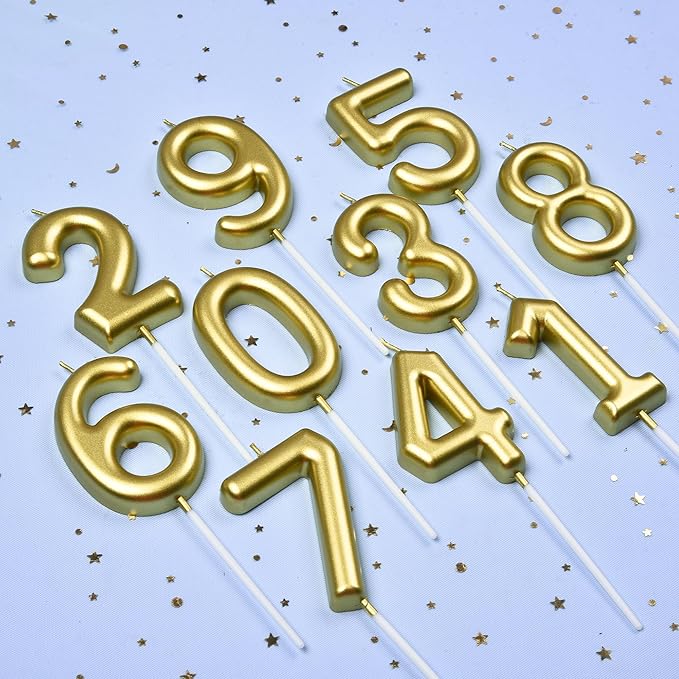 2.76 Inch Classical Gold 70 Number Birthday Candles, Gold Number Candles, Cake Number Candles, Party Celebration