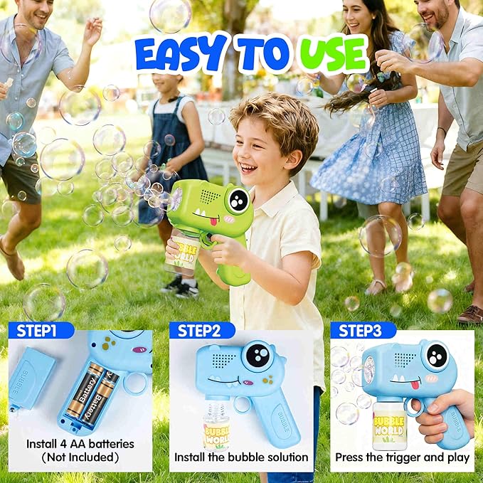 8-Pack Bubble Gun,Automatic Dinosaur Bubble Machine Blower for Kids Summer Indoor Outdoor Toys Birthday Wedding Party Gift