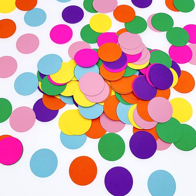 300pcs Rainbow Paper Dots Birthday Party Decorations Table Confetti Biodegradable Baby Shower Colorful Hawaiian Party Supplies Decor Packaging Circle Dots Lasting Surprise