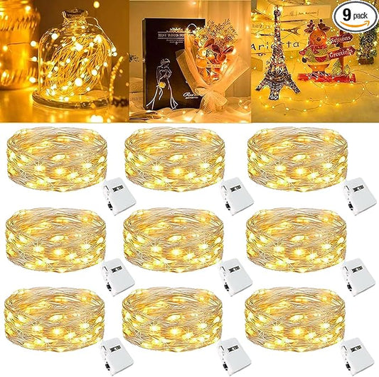 Niumowa LED Fairy Lights Battery -9 Pack 2M/20 LEDs Mini Fairy Lights with Battery,LED Lighting Battery Operated Decoration for Bottle,Christmas Tree Wedding Balcony Party Decoration