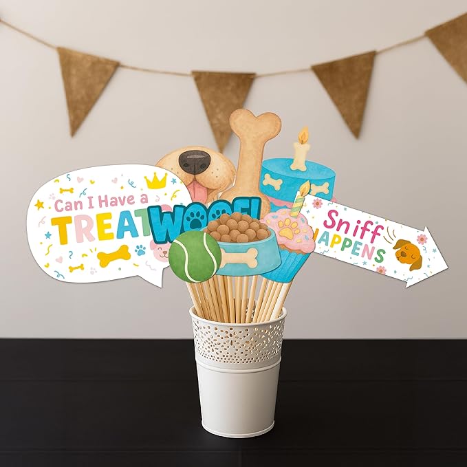 Dog Birthday Photo Booth Props & Puppy Party Decorations - 20pcs