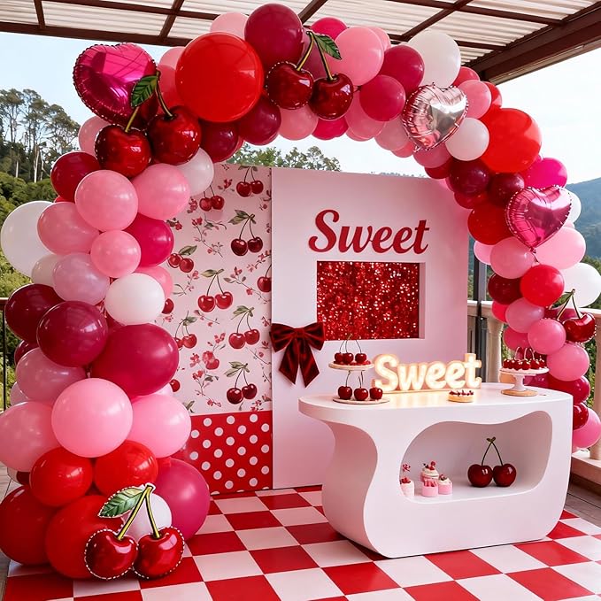 Pink and Red Balloon Set, Valentine Balloons Decorations, 12 Inch Red Pastel Light Hot Pink White Latex Balloon for Women Valentine's Day Birthday Wedding Bridal Shower Anniversary Party Decorations
