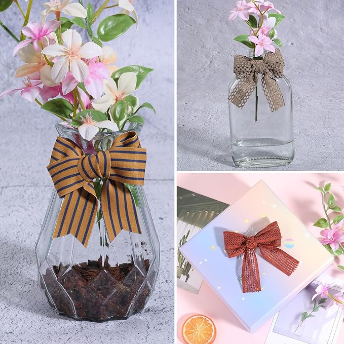 BEEFLYING 3 Styles Wire Edged Ribbons for Gift Wrapping, 25~28mm×2.7m Fabric Satin Ribbons Guipure Ribbons for Wedding Party Decoration Hair Bows Flower Bounquet Sewing and Craft, 9 Yards