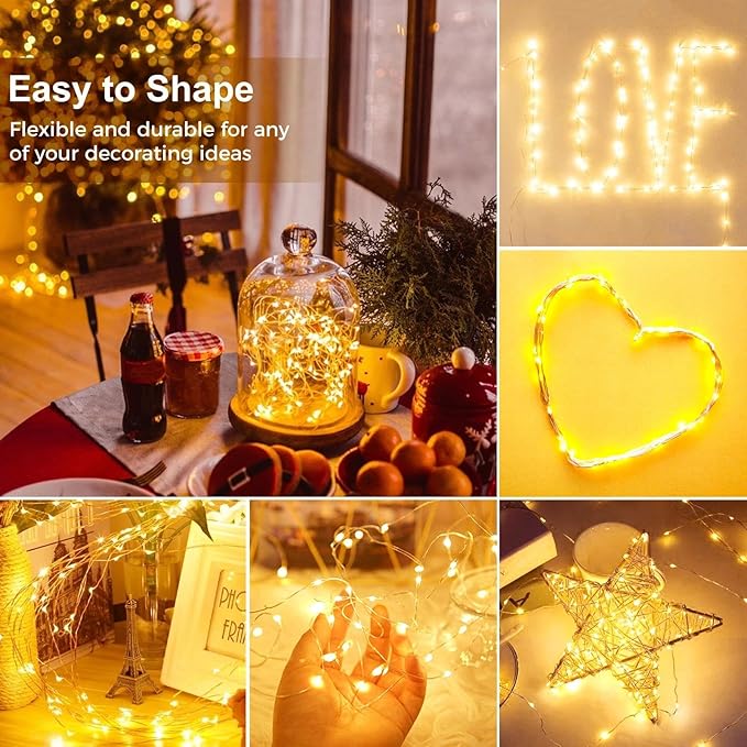 kolpop 24 Pack LED Fairy Lights Battery Operated with 3 Modes, Mini Twinkle String Lights Battery Powered Waterproof for Christmas Mason Jars Party,Warm White