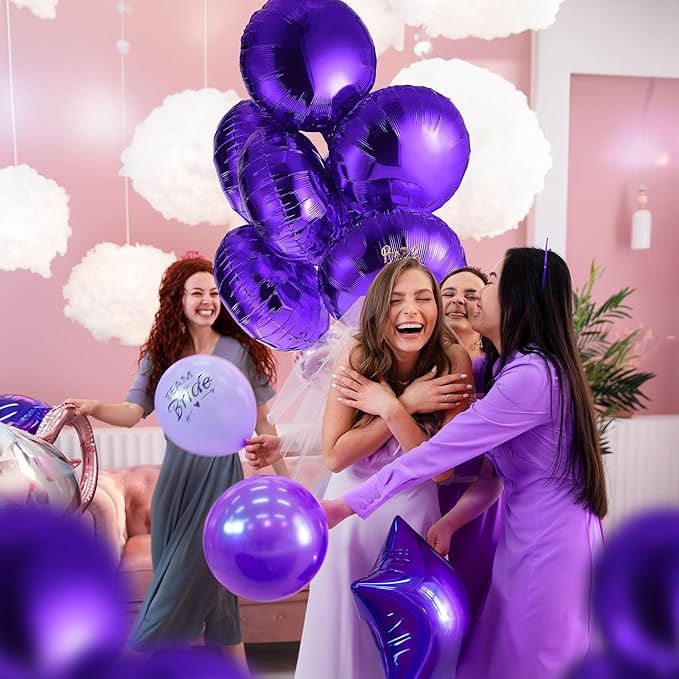 Katchon, Metallic Purple Mylar Balloons - 18 Inch, Pack Of 6 | Purple Foil Balloons for Halloween Decorations | Foil Balloon for Graduation Decorations 2026 | Unicorn, Mermaid Party Decorations