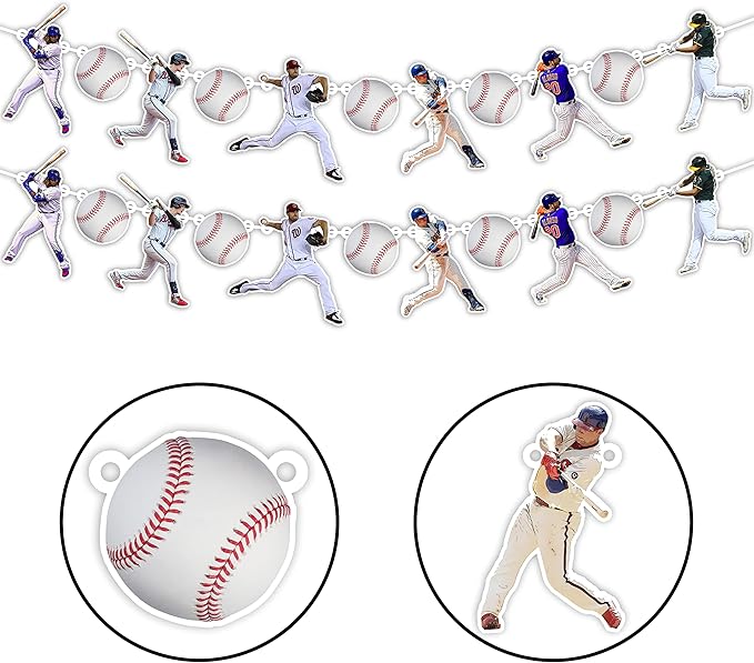 Baseball Garland Decoration – Sports Theme Birthday Party Supplies for Boys and Adults – Hanging Banner Garland for Baseball Fans – Durable Party Decoration for Birthday and Team Celebrations