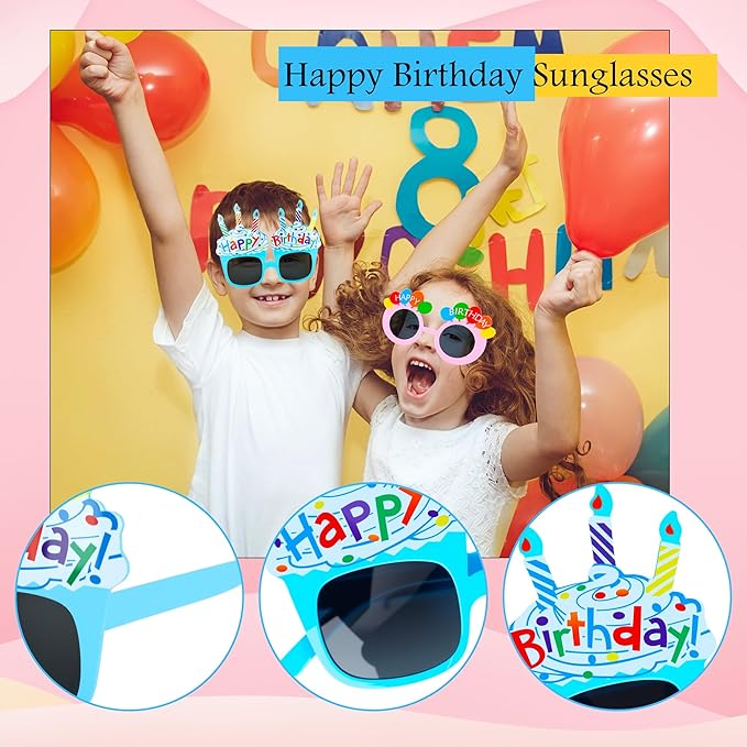 14 Pack Birthday Glasses Funny Plastic Birthday Eyeglasses Happy Birthday Party Sunglasses for Birthday Party and Photo Booth Props