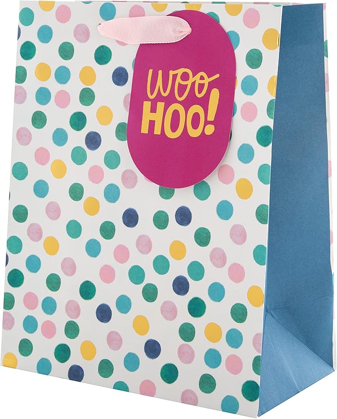 Hallmark Gift Bags, Pack of 3 in Medium, Large and Bottle sizes, 3 Bright Multicoloured Designs, Birthday, Celebration, Congratulations, Anniversary, Green, Pink, White, Yellow