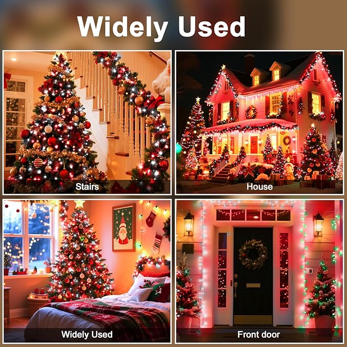 393 FT 1000 LED String Lights Outdoor Indoor, Christams String Lights Waterproof 8 Modes & Timer, Fairy Lights Plug in for Bedroom, Weeding, Patio, Party, Holiday,Christmas Decor (Red+White)
