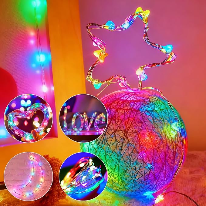 50Pack Fairy Lights Battery Operated, 7ft 20 LED 3 Modes Speed Twinkle Mini String Lights Waterproof Silver Wire Firefly Starry Lights for Mason Jars Wedding Party Christmas Decorations