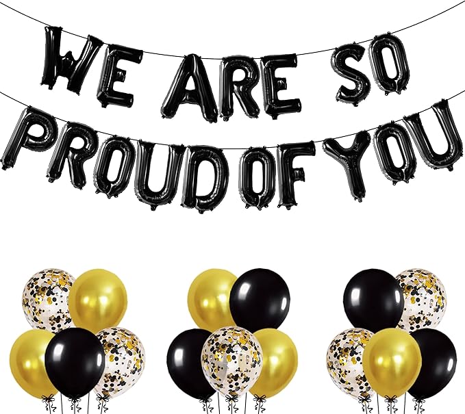 KatchOn, Black We Are So Proud of You Balloons - 16 Inch, Pack of 16 | Proud Of You Balloon for Graduation Decorations 2026, Graduation Balloons, 2026 Graduation Decorations