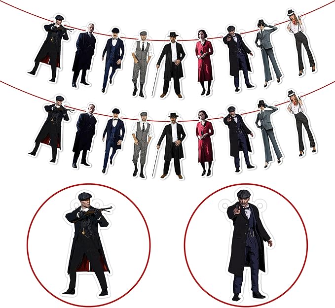 Peaky Blindrs Garland Decoration – Themed Party Banner for Birthday Celebrations, Decorative Garland for Dessert Tables, Room Décor, Photo Displays, Fan Events, and Special Occasions