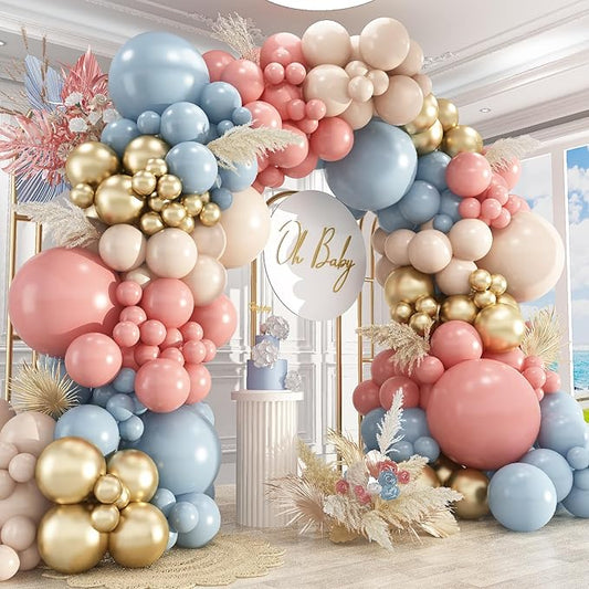 Gender Reveal Balloon Garland Arch Kit,412pcs Pink and Blue balloons 18 12 10 5 Inch for Gender Reveal Decorations Birthday Baby Shower Wedding Bridal