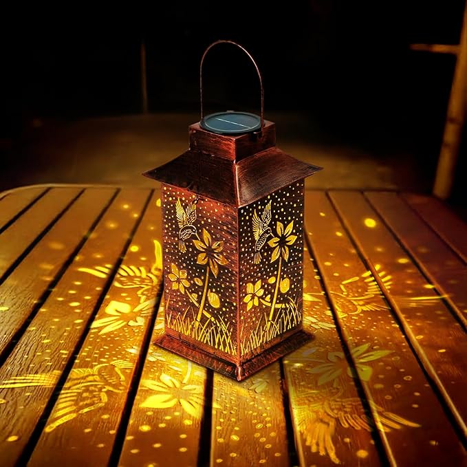 Homemory Hummingbird Solar Lanterns Outdoor Waterproof, Birthday Gifts for Women Mom Grandma, LED Metal Decoration for Outside, Yard, Backyard, Porch, Lawn