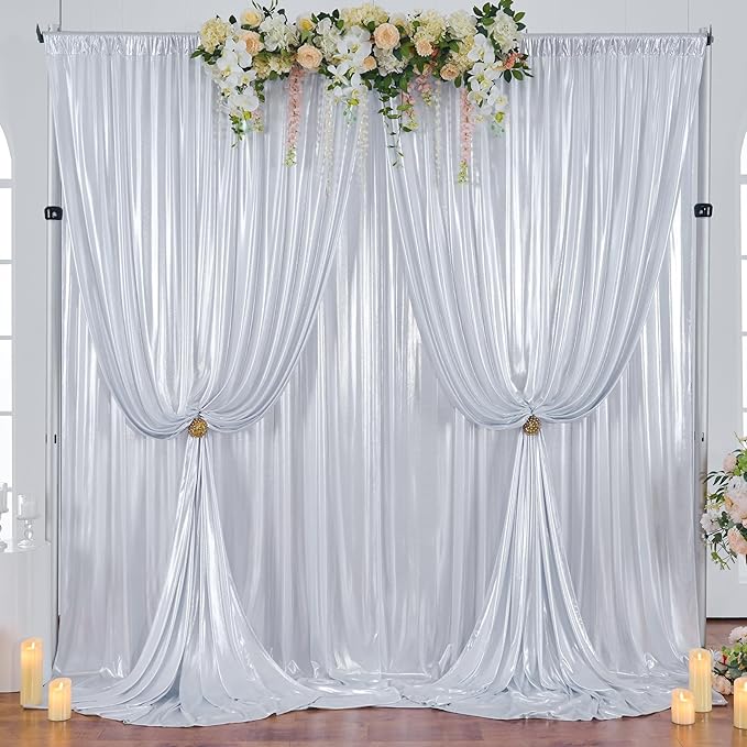 20×10FT Silver Sequin Backdrop Curtains Wedding Backdrop Drapes Wrinkle-Free Thick Glitter Photo Background Fabric for Birthday Graduations Friendgiving Christmas Party Photography Stage Decor