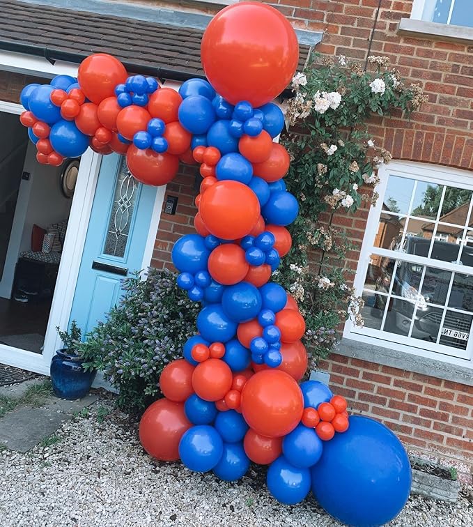 Red and Blue Balloons Garland Arch Kit 154Pcs - 5 10 12 18 inch Different Size Royal Blue and Red Balloon for Birthday Baby Shower Wedding Independence Day Graduation Themed Party Decorations