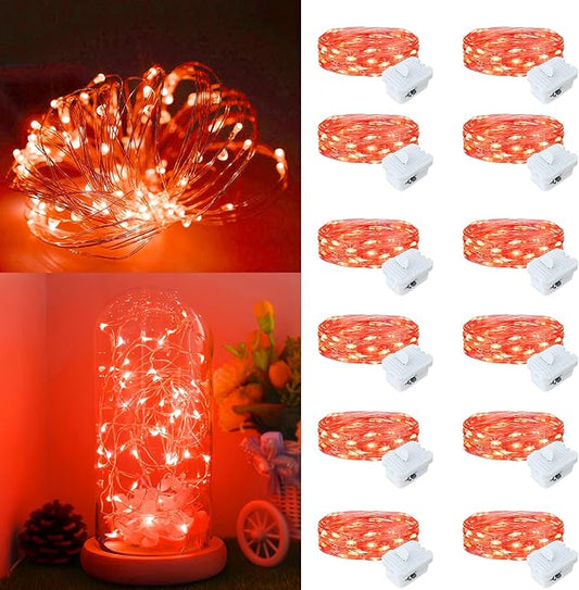 12Pack Fairy Lights Battery Operated, 7ft 20 LED 3 Modes Speed Twinkle Mini String Lights Waterproof Silver Wire Firefly Starry Lights for Mason Jars Wedding Party Christmas Decorations