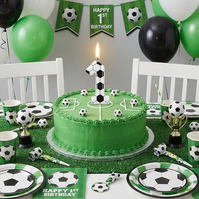 Soccer Number 1 Birthday Candle, First Birthday Candle Sport-Theme Cake Topper, Soccer Theme Party Decorations for Boys Girls, Party Supplies Birthday Gifts