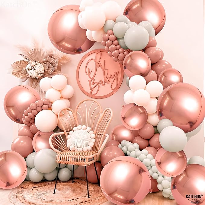 KatchOn, Rose Gold Balloons - 22 Inch, Pack of 14 | Rose Gold Foil Balloons for Sweet 16 Party Decorations, Mothers Day Decorations | Rose Gold Party Decorations, Birthday Decor for Women, Engagement
