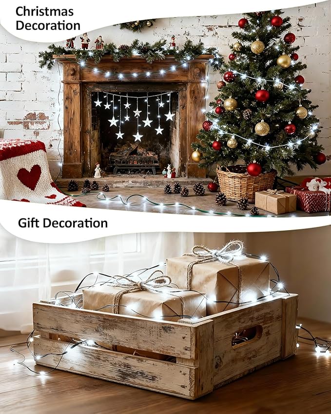 Outdoor String Lights, 328FT 1000 LED Fairy Lights, IP65 Waterproof Outside with Remote, 8 Lighting Modes Dimmable Timer Hanging LED Lamp for Camping Garden Patio Christmas Decor Yard Fence Tree