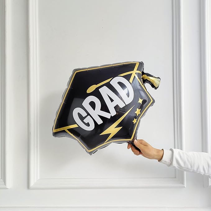 Graduation Party Decorations Black Gold Graduation Balloon Arch with 132PCS Metallic Black Gold Sliver 40inch GRAD Balloons for Congrats College High School Grad Class of 2026 Party Supplies (Gold)