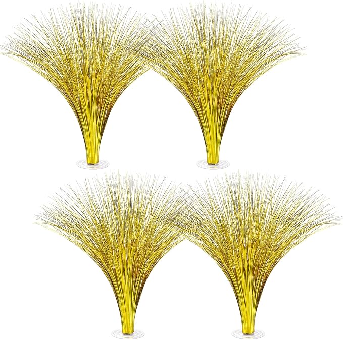 Colingmill 4 Pcs Plastic Metallic Spray Centerpieces for Birthday Table Decorations for Celebration Wedding Decorations, Anniversary, and Holiday Party Supplies, 15.75" (Gold)