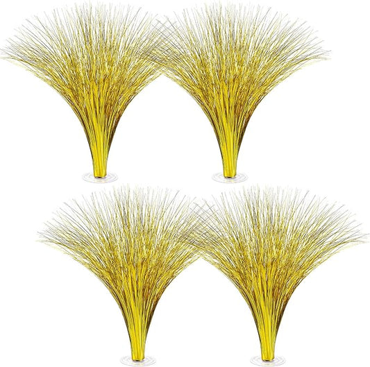 Colingmill 4 Pcs Plastic Metallic Spray Centerpieces for Birthday Table Decorations for Celebration Wedding Decorations, Anniversary, and Holiday Party Supplies, 15.75" (Gold)
