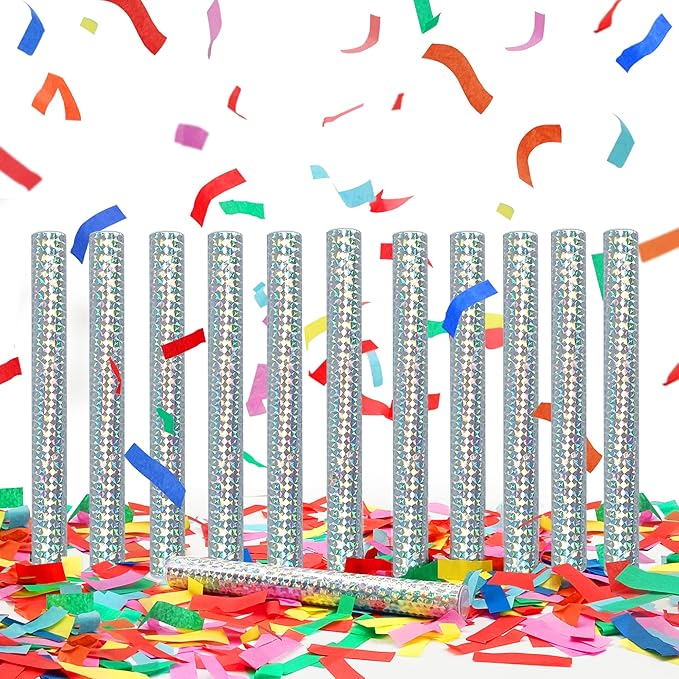 12 Pack Colorful Confetti Wands Handheld Confetti Flick Flutter Sticks for Wedding Birthday Graduation Baby Shower Anniversary Christmas New Year's Party Celebrations Supplies
