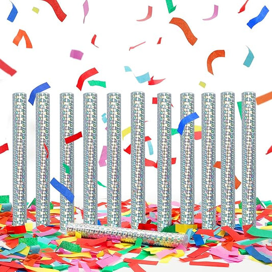 12 Pack Colorful Confetti Wands Handheld Confetti Flick Flutter Sticks for Wedding Birthday Graduation Baby Shower Anniversary Christmas New Year's Party Celebrations Supplies