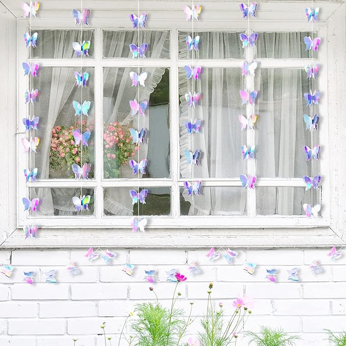 Zonon 20 Pieces 3D Butterfly Hanging Garlands Decoration Butterfly Paper Party Streamers Backdrop for Wedding Birthday Fairly Baby Shower Holiday Party Decorations (2.8 x 2.4 Inches)